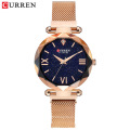 CURREN 9063 Luxury Women Watches Mesh Ladies Clock Magnet Buckle Starry Diamond Geometric Surface Casual Dress Quartz Wristwatch